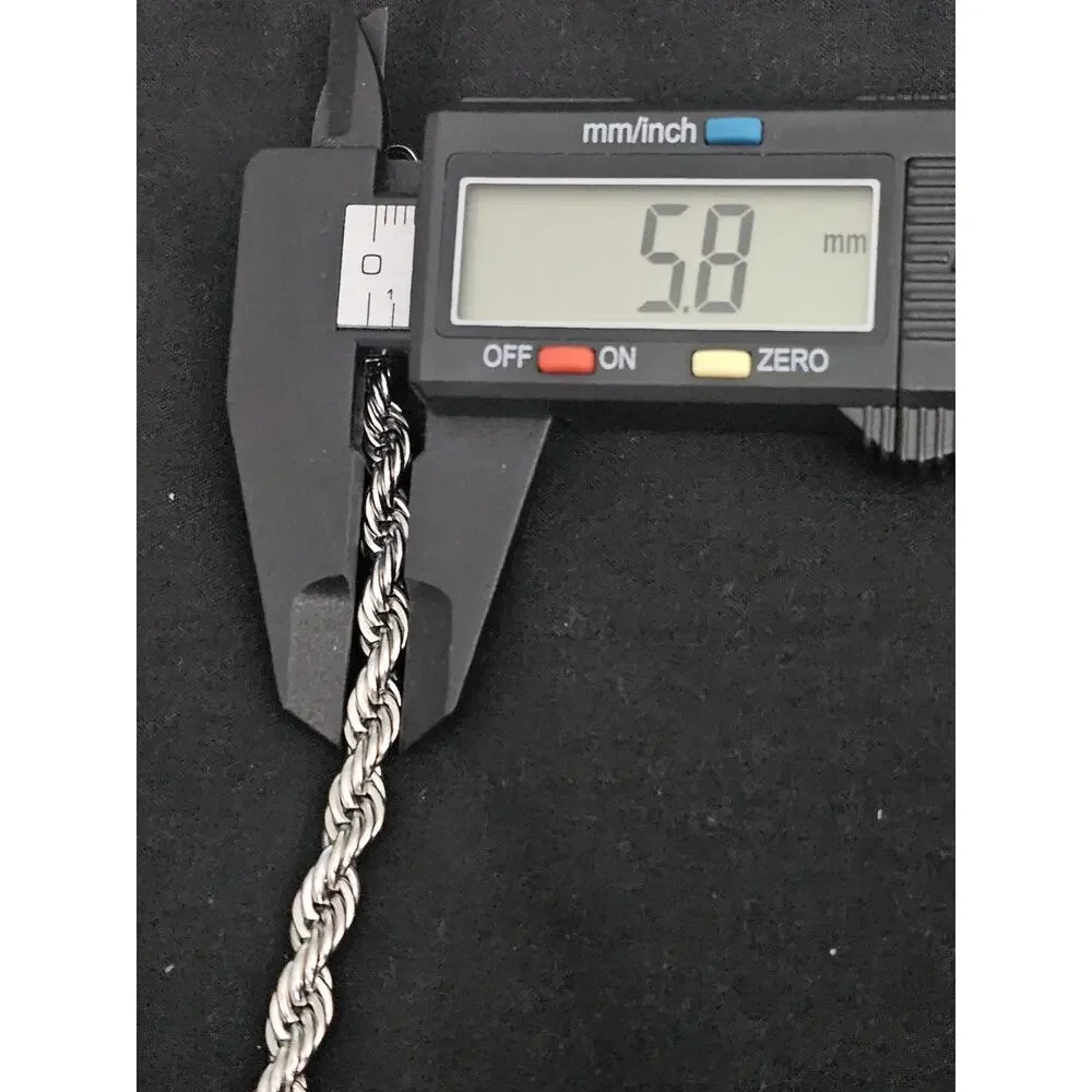 36in. silver Stainless Steel-5.8mm French Rope Chain Necklace